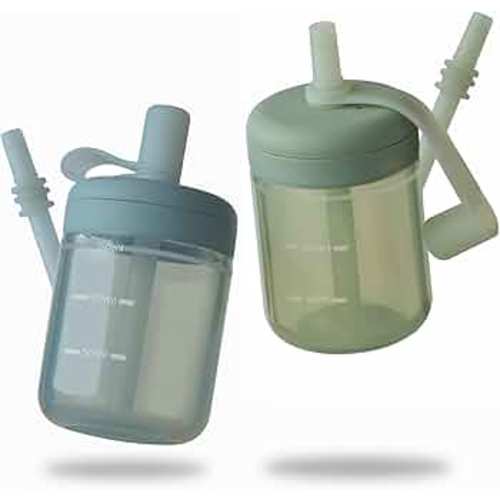 Moonkie Baby Straw cup | Silicone Toddler Sippy Cup Training Cup with Straw Lid | BPA-Free Drop-Proof Baby Cup | Baby Led Weaning | 6 Months+, 5 oz, 2pack