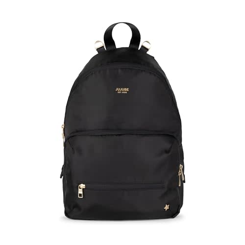 JuJuBe New Everyday Diaper Bag Backpack with Portable Changing Pad, Stroller Straps, Large Travel Backpack for Boy or Girl, Carrying Baby Bottles, Wipes, Diapers, Pacifiers, Black, Mother's Day Gift