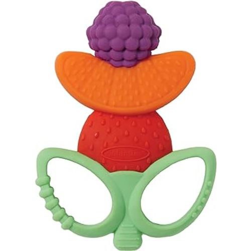 Infantino Lil' Nibbles Textured Silicone Teether -Sensory Exploration and Teething Relief with Easy to Hold Handles, Multicolor Fruit Kabob