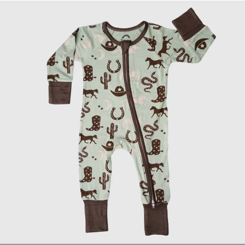 Giddy Up Western Horse Bamboo Convertible Baby Pajama