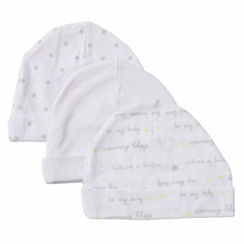 Newborn Baby Soft Cotton Organic Cap and Mitten Set Sunny Hats for Hospital Baby Boy and Girl(0-6 Months) White