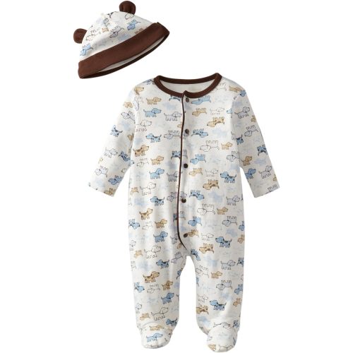 Little Me Baby Boys Footie and Hat - 3 Months - Cute Puppies