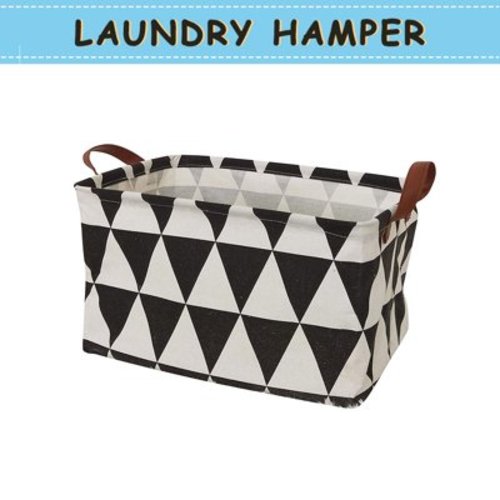 Howarmer Rectangle Large Storage Baskets, Collapsible Waterproof Bins with Handles, Foldable Storage Bin Organizer Baskets with Handles for Clothes, , , Black Geometry, Triangle