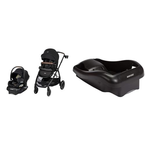 Maxi-Cosi Zelia™² Luxe 5-in-1 Modular Travel System, New Hope Black & Mico 30 Stand-Alone Additional Infant Car Seat Base, Black, One Size