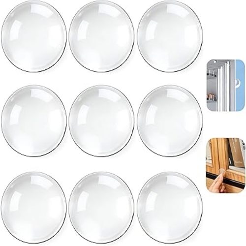 9pcs Wall Bumpers, Clear Wall Protectors, Door Bumpers for Doorknob, Furniture Bumpers, Reducing Noise, Protecting Walls,Using for Entrance Door,Cabinet Door,Fridge Door, Wall Bumper (25*25mm)