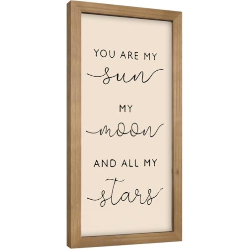 pechpell 11.8×5.9 In Nursery Wall Art, Wooden Sign Baby Room Wall Decor, You are My Sun Moon and Star Rustic Space Themed Kids Girl Boy Teen Room Bedroom Playroom Farmhouse Decorations for Home