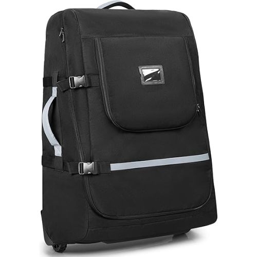 Stroller Travel Bag with Wheels Compatible with UPPAbaby Vista, Vista V2, Cruz V2, Rolling Gate Check Stroller Storage Bag for Airplane, with Dual Handles, Luggage Tag, Reflective Strip, Black