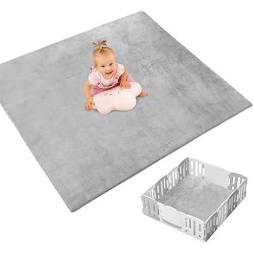 MABOZOO Extra Large Baby Play Mat for Playpen,Memory Foam Thick Tummy Time and Crawling Mat,Anti-Slip & Velvet Baby Floor Mat for Toddlers,Kids,Yoga Mat