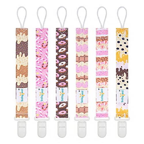 Babygoal Pacifier Clips, 6 Pack Binky Paci Holder and Leash for Boys and Girls Fits for Most Pacifier, Binkie Styles & Baby Teethers & Toys and Gift 6PB23