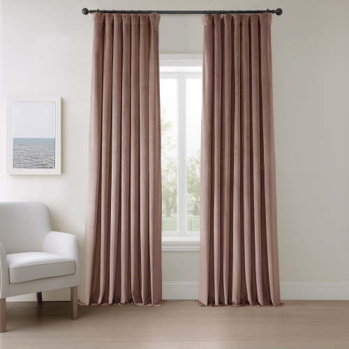 HPD Half Price Drapes Wild Rose Heritage Plush Velvet Room Darkening Curtains for Bedroom & Living Room Curtains (1 Panel), Window Curtains 84 inches long, Rod Pocket Curtains & Drapes, 50W X 84L