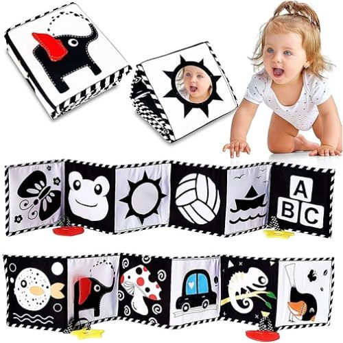 Black and White Baby Toys - High Contrast Baby Toys for Newborn Infant Montessori Sensory Toys 0-3 Months developmental toys Tummy Time Toys 6 7 8 9 10 11 12 month old baby must haves baby gifts