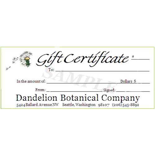 Dandelion Botanical Company Gift Certificate
