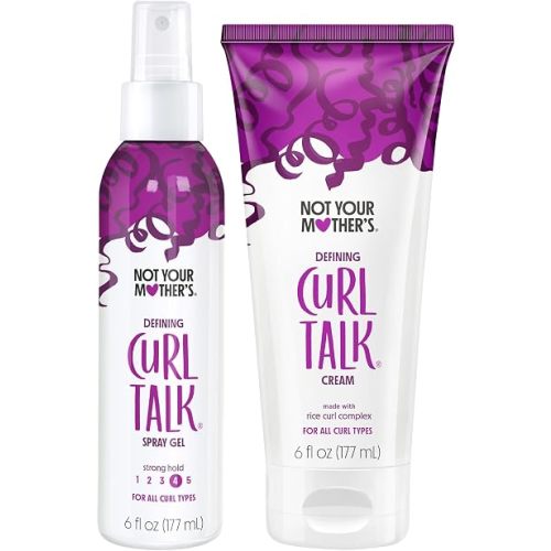 Not Your Mother's Curl Talk Defining Spray Gel and Defining Cream (2-Pack) - Formulated with Rice Curl Complex - For All Curly Hair Types