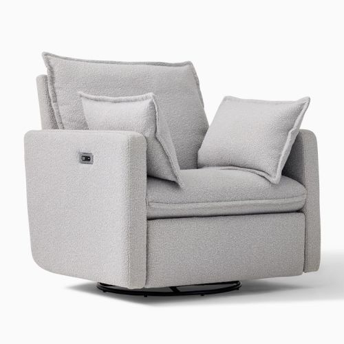 Paxton Pillow Recliner Power  Performance Chunky Boucle, Frost Gray