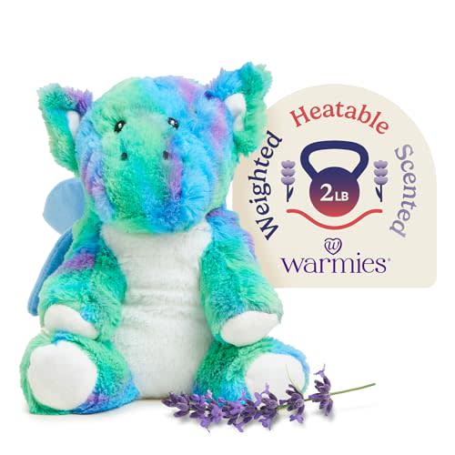 warmies Microwavable & Weighted Stuffed Animals, Baby Dragon - Heated Stuffed Animal Plushie for Warmth & Comfort - Cute Soft Plush Toys for Adults & Children (Boys, Girls, Babies & Toddlers)