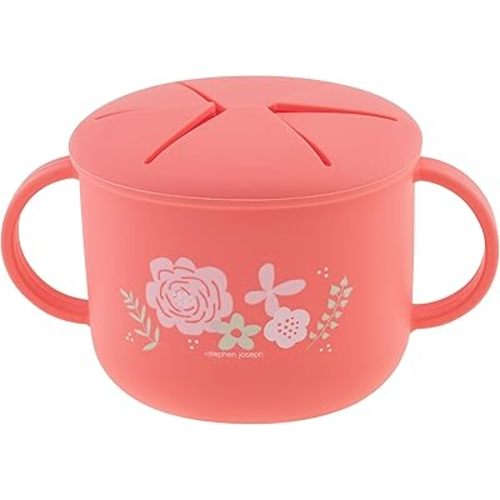 Stephen Joseph, Silicone Snack Cup, Snack Cups for Babies and Toddlers, Coral Flower