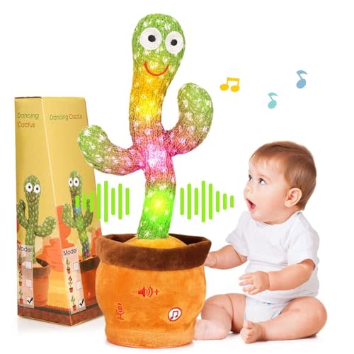 MILEGI Volume Adjustable Dancing Talking Cactus, Children's Song Cactus Baby Toy Dancing Cactus Mimicking Toys, Talking Cactus Toy Singing Cactus Repeats What You Say, Repeating Cactus for Baby Toys