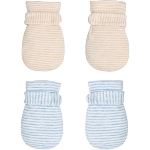 Newborn Baby No Scratch Mittens Stay On, 100% Cotton Breathable, Adjustable Infant Gloves for Baby Boys Girls Mittens