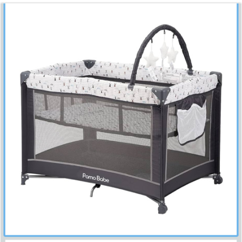 Pamo Babe Portable Playard,Sturdy Play Yard with Padded Mat and Toy bar with Soft Toys