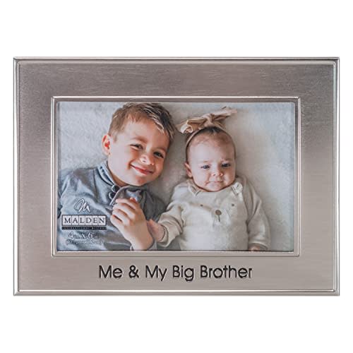 Malden International Designs 4x6 Me & My Big Brother Metal Brushed Pewter Finish Horizontal Inner And Outer Frame Borders