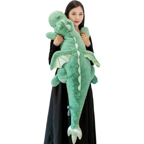 ARELUX Large 52in 3Lb Dragon Stuffed Animals Cute Plush Toy Giant Fuzzy Dinosaur Pillow Plushies with Wings Cuddly Soft Green Pterosaur Plushie for Friends Family Member