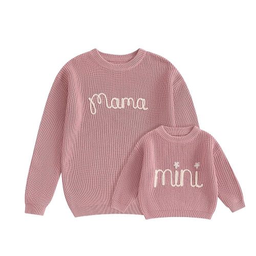Mommy and Me Matching Outfits Mama and Mini Long Sleeve Crewneck Sweater Pullover Tops Mother Baby Matching Clothes