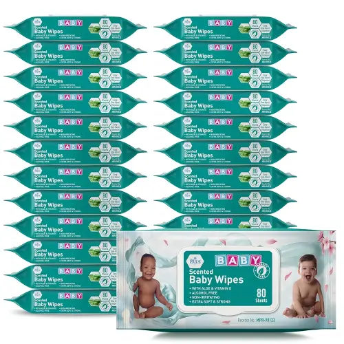 MED PRIDE Scented Baby Wipes Packs in Bulk, 1920 Count (24 Packs X 80 Wipes), Extra Soft, Alcohol-Free, Paraben-Free, with Aloe Vera & Vitamin E