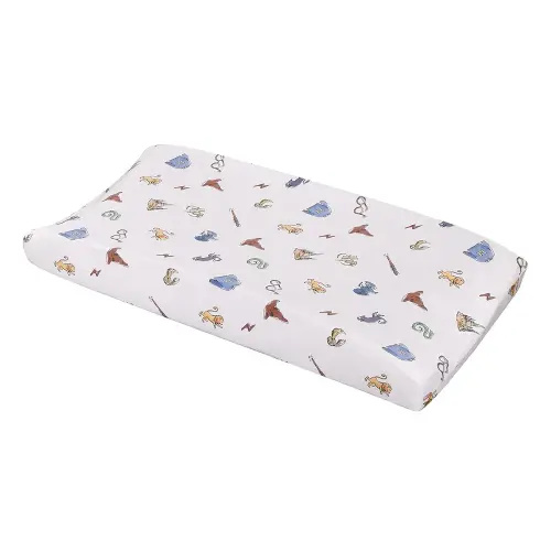 Warner Brothers Harry Potter Welcome Little Wizard Navy, Burgundy, Blue, and White Super Soft Contoured Changing Pad Cover