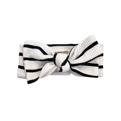 Organic Waffle Knot Bow, Black Stripe