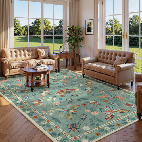 Goldene Animal & Insect Machine Washable Area Rugs with Non-Slip Backing for Living Room, Dining Room, Bedroom