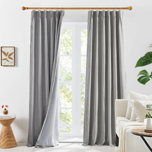 Highland Dunes Modern Vertical Stripes Blackout Curtains (Set of 2) | Wayfair