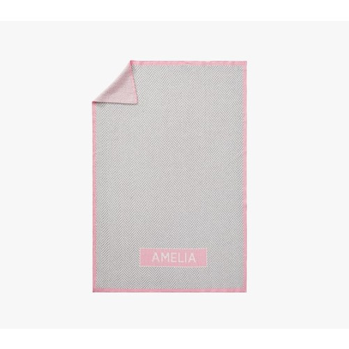 Pottery Barn Kids Herringbone Personalized Baby Blanket - Pink