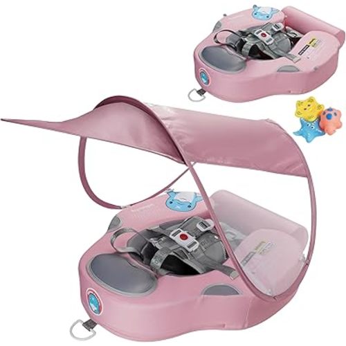 Baby Swim Float with UV Protection Sunshade Infant Pool Float Add Tail for 3-24 Months