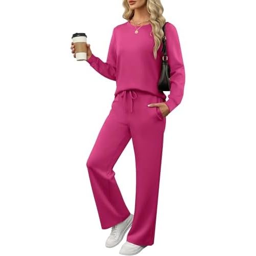 ANRABESS Women's 2 Piece Lounge Sets Casual Travel Outfits Wide Leg Tracksuit Sweatsuits Matching Set 2025 Fall Clothes