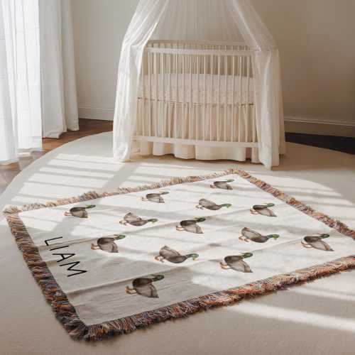 Personalized Mallard Duck Baby Blanket Mallard Duck Nursery Decor Baby Shower Gift Mallard Duck Baby Name Blanket Mallard Duck Nursery Gift