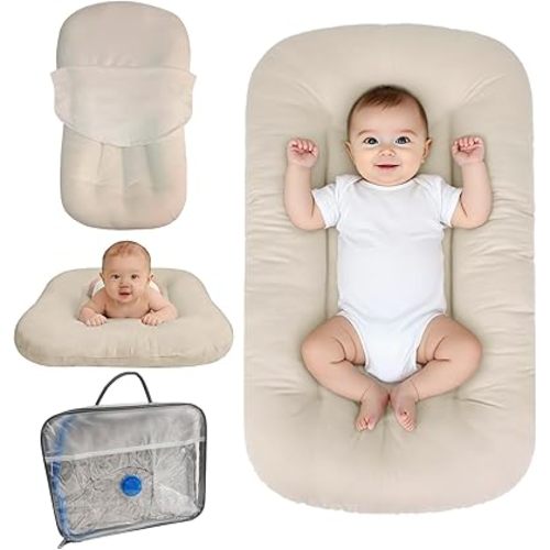 Baby Lounger for Infants Babies 0-24 Months, Bionic Organic Lounger, Soft Cotton Breathable Infant Floor Seats & Loungers for Newborn Baby Shower Gifts (Livid)