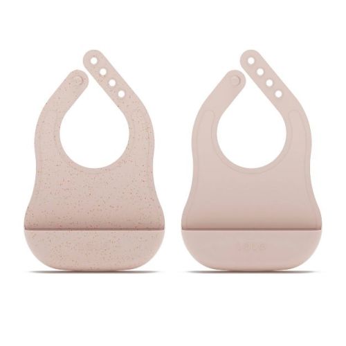 Lalo 2pk Silicone Bibs - Grapefruit