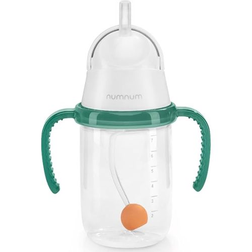 NumNum Baby Straw Training Cup, Weighted Toddler Spill Proof Sippy Cup with Straw for 6-12 Months, Toddler Drinking Cups, Baby Essentials (1-Pack, Green)