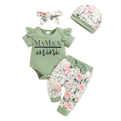 Doresbebe Newborn Baby Girl Clothes Infant Outfits Summer Romper Floral Pant Sets Hat Headband