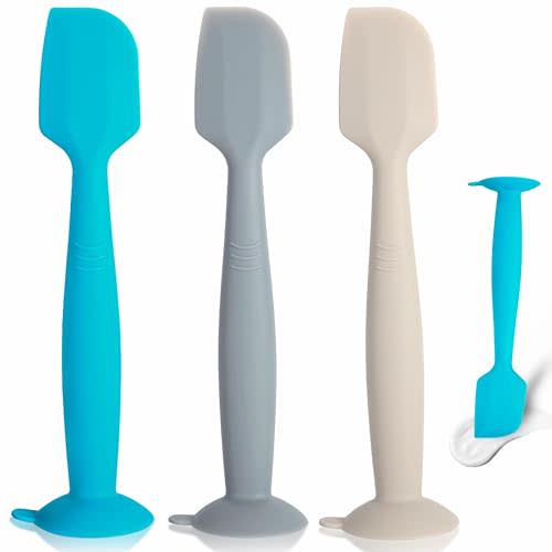 MAIKKB Butt Paste Spatula Butt Spatula Baby Diaper Cream Spatula 3 Pcs,Soft Silicone Baby Butt Spatula Diaper Spatula,Diaper Cream Applicator,Diaper Rash Cream Applicator with Suction Base