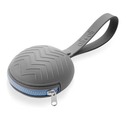 Ali+Oli BPA-Free Silicone Pacifier Holder Case (1-pk) Diaper Bag Accessory Newborn Travel Baby Pacifier Pouch (Grey)