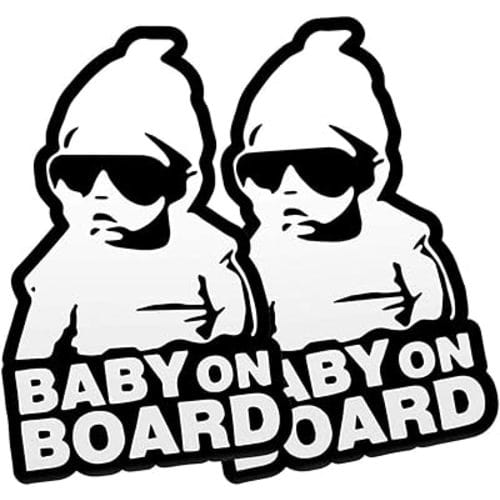 2-Pack Baby on Board Car Sticker Sign Decal, Warning Car Sticker Notice Board with Reflective Light, Black and White Vinyl Decals, Self-adhesive Baby on Board Stickers for Car Bumper