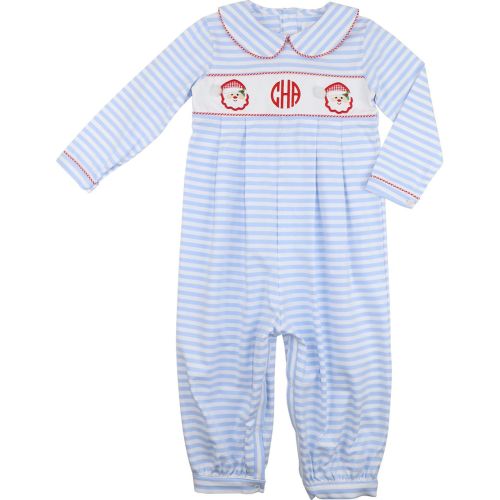 Blue Knit Striped Applique Santa Long Romper – Cecil & Lou