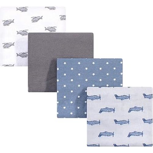 Hudson Baby Unisex Baby Cotton Flannel Receiving Blankets, Airplanes Helicopters, One Size