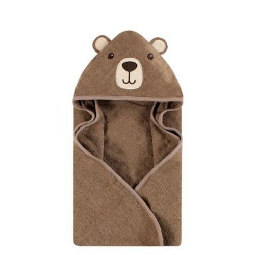 Hudson Baby Unisex Baby Cotton Animal Face Hooded Towel, Brown Bear, One Size