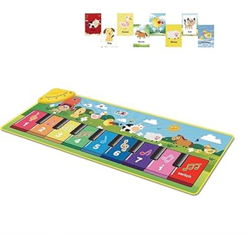 FOKI Floor Piano Mat for Toddlers, Sensory Educational Dancing Musical Keyboard Carpet Toy, Animal Sounds Touch Playmat Blanket, for 1 to 5 Years Old Boy and Girl
