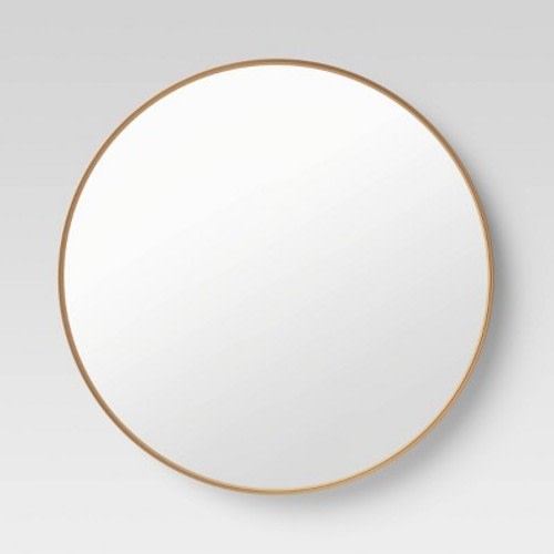30" Flush Mount Round Decorative Wall Mirror - Project 62™, Color: Gold