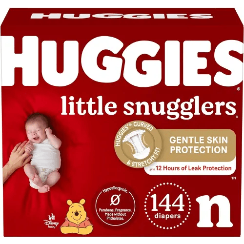 Huggies Newborn Diapers, Little Snugglers Newborn Diapers, Size Newborn (up to 10 lbs), 144 Count