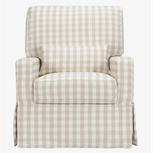 Crawford Pillowback Comfort Swivel Glider in Gingham