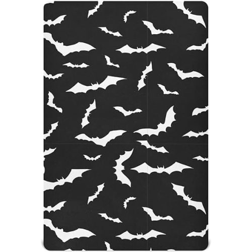Baby Crib Sheet Bats Black Halloween Crib Mattress for Boys and Girls Playard Sheet Soft Breathable Fitted Baby Mattress Cover 52x28in